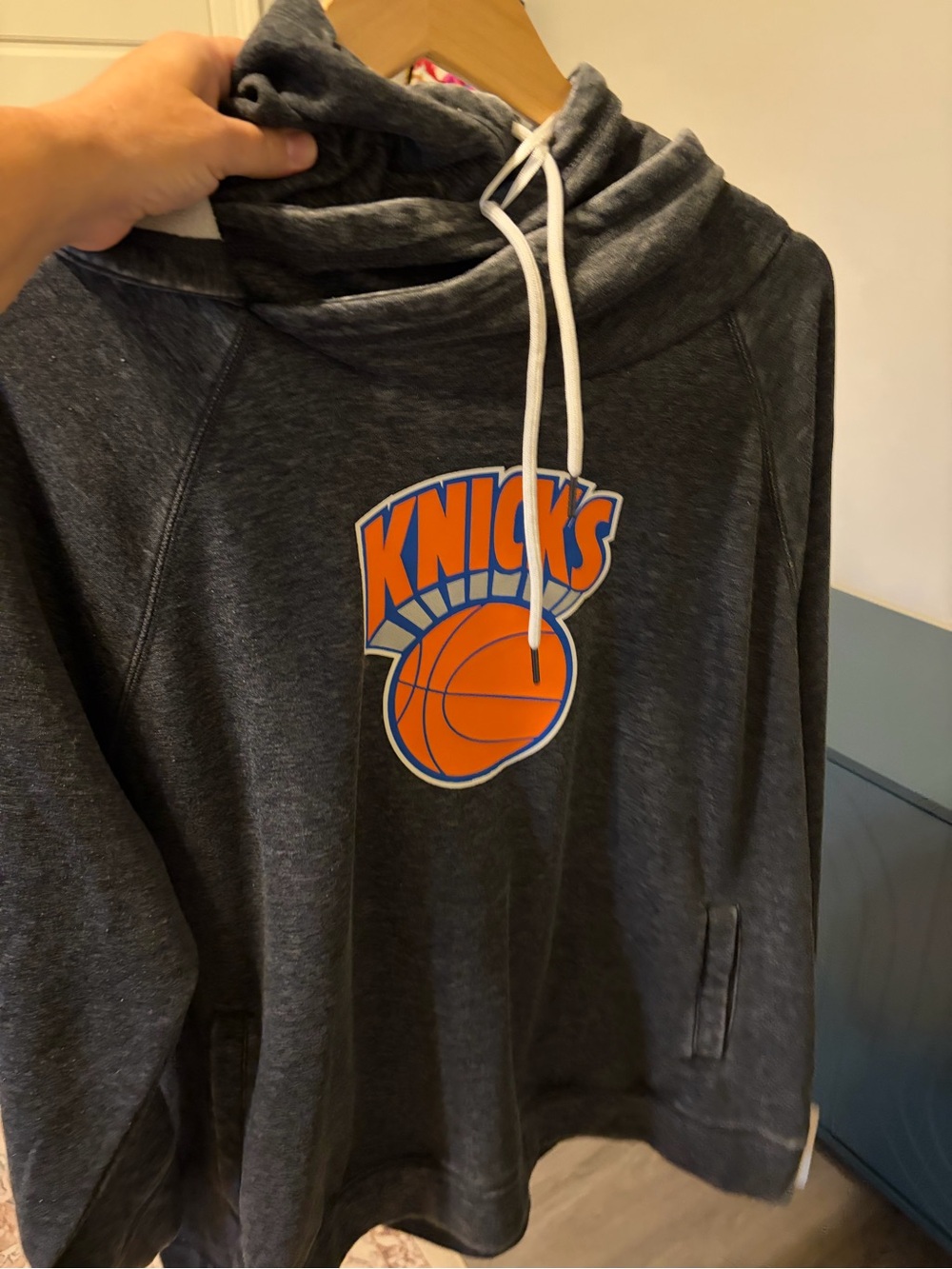 Touch by Alyssa Milano Dark Gray Knicks Graphic Hoodie with Orange Logo
